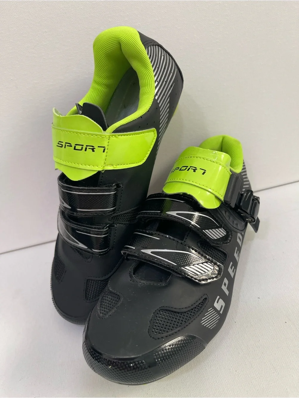 Kids Sport Cycling Sneakers - Black with Neon Green